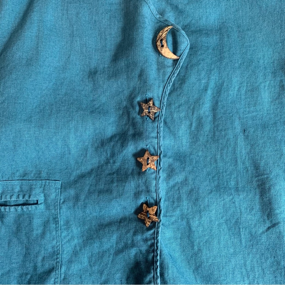Cheyenne 100% linen shirt jacket celestial buttons 3X - Picture 6 of 8